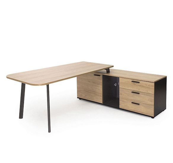 ФЛЕКС/FLEX Стол на опор.тумбе П178см ГИКОРИ/ГРАФИТ