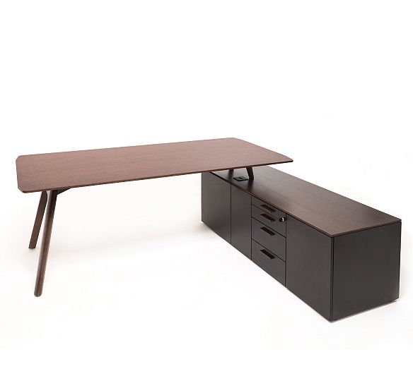 РЭЙЛ/RAIL Стол письмен. на оп.тумбе ДУБ ТАБАК/ЧЕРНЫЙ