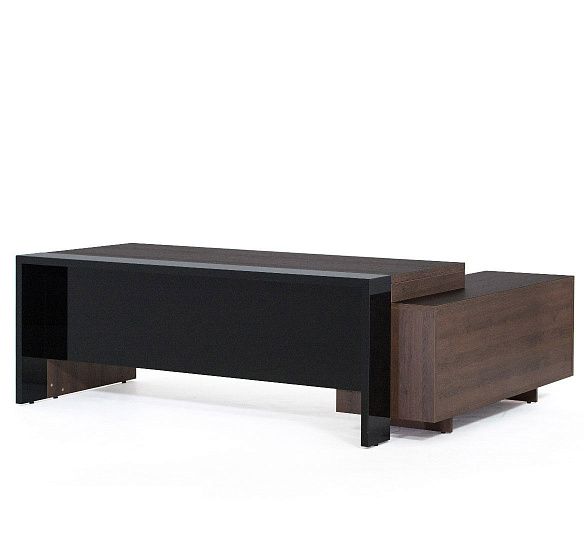 ЛАВА/LAVA Стол на опорной тумбе 203 ТАБАК/ЧЕРНЫЙ ГЛЯНЕЦ