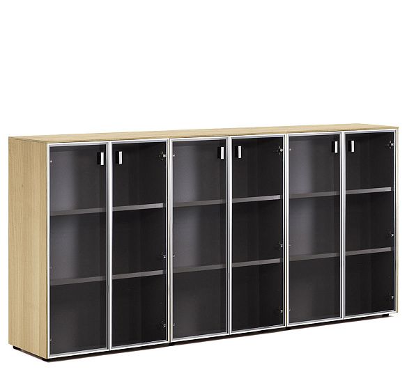 ЭКЗЕ/EXE Шкаф-витрина в.120, 6 дв ДУБ СВЕТЛЫЙ/АЛЮМ