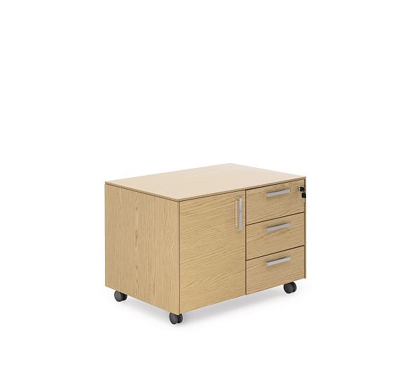 ЭКЗЕ/EXE Тумба 3 ящика, 1 дверь ДУБ СВЕТЛЫЙ/ХРОМ