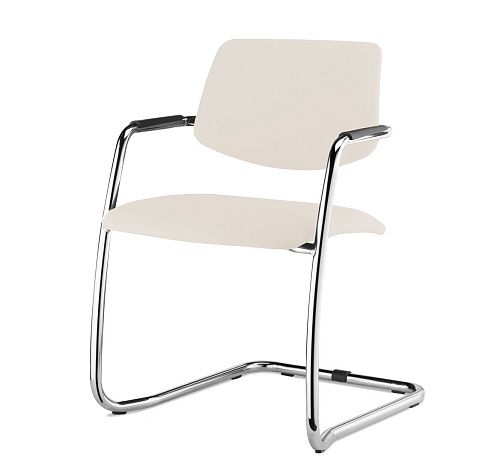 УРБАН/URBAN Кресло на полозьях, кожа БЕЖЕВЫЙ/ХРОМ