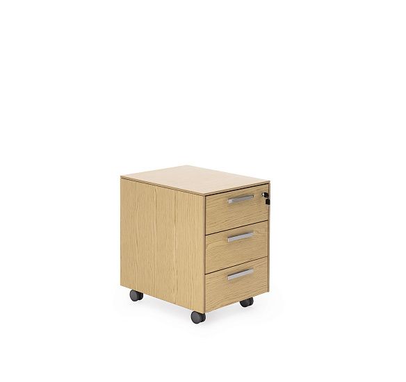 ЭКЗЕ/EXE Тумба 3 ящика ДУБ СВЕТЛЫЙ/ХРОМ