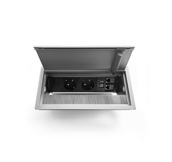 ВЕРСАФЛЭП/VERSAFLAP 2+2Rj45+2Usb (AA) АЛЮМИНИЙ/ЧЕРНЫЙ