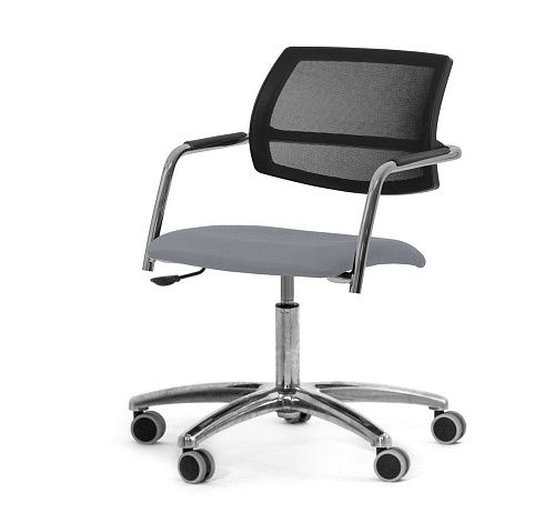 УРБАН-СЕТКА/URBAN-MESH Кресло крест, ткань СЕРЫЙ/ХРОМ