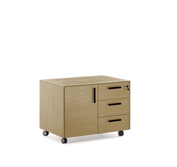 ЭНЦО/ENZO Тумба 3 ящика, 1 дверь СВ.ЭВКАЛИПТ/ЧЕРНЫЙ