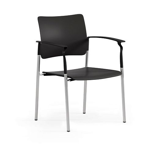 ПИНКО/PINKO Кресло пластик, 4 оп,пдл ЧЕРНЫЙ/ХРОМ