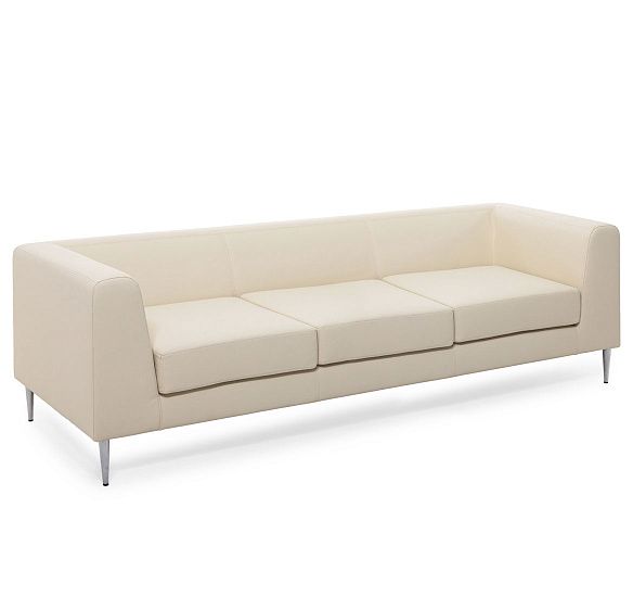 ЕВА АП/EVA UP Диван 3мест, кожа БЕЖЕВЫЙ/ХРОМ